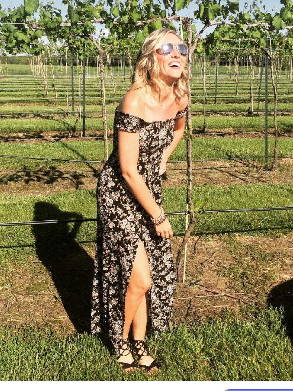 American Eagle Outfitters Black Floral Off-Shoulder Maxi Dress with Side Slit